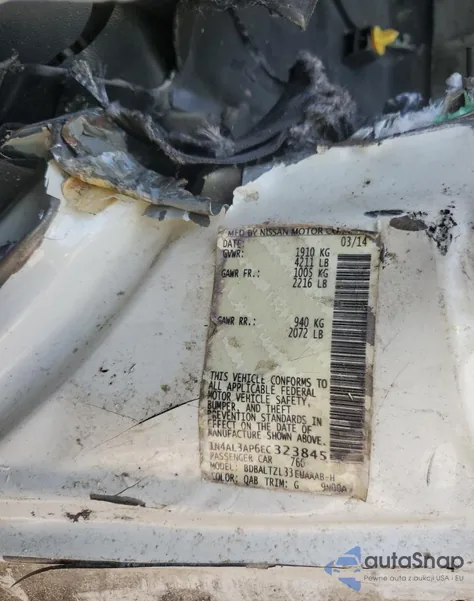2014 Nissan Altima 2.5 from USA, damaged, VIN 1N4AL3AP6EC323845